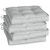 Outsunny Set of 4 Garden Seat Cushion with Ties, 42 x 42cm Replacement Dining Chair Seat Pad, Light Grey(m-1)