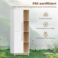 HOMCOM 176 cm großes Bücherregal, 4 offene Regale, 2 Schränke, freistehender Bücherschrank, MDF, Weiß(m-6)