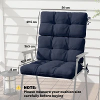 Outsunny 2-Piece Seat Cushion Replacement with Backrest, Garden Patio Chair Cushions Set with Ties, Dark Blue(m-3)