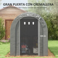 Outsunny Carpa de Jardín para Bicicletas con Marco de Acero Puerta con Cremallera Impermeable 2,4x1,6x1,9 m Gris Claro(m-6)
