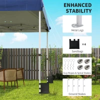 Outsunny 3 x 3 m Pop Up Gazebo with Wheels, UPF50+ One-Touch Outdoor Garden Party Tent Marquee Wedding Awning Canopy, Dark Blue(m-7)