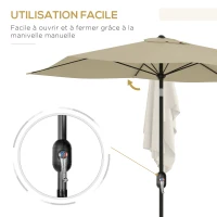 Outsunny Parasol rectangulaire inclinable 2x3 m avec manivelle toile polyester imperméabilisée haute densité 180g/m² crème(m-5)