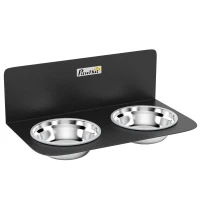 PawHut Ciotola da parete per cani regolabile con 2 ciotole da 800 ml, 42x23,5x14 cm, Nero(m-1)