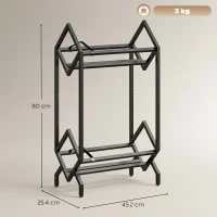 HOMCOM Organizator CD-uri pentru 50 CD-uri, Organizator Viniluri 2 Niveluri din Metal pentru DVD-uri, Cărți, Albume, Negru(m-3)