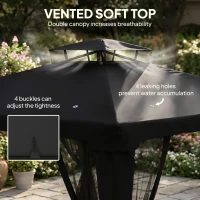 Outsunny 3 x 3 m Metal Gazebo, Garden Pavillion, Double Roof Outdoor Canopy Shelter with Mesh Sidewalls, Black(m-5)