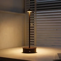 HOMCOM Lámpara de mesa táctil recargable con USB, regulable 3000K/4500K/6000K, autonomía 4-8 horas, Café(m-6)