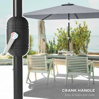 Outsunny Garden Parasol, Parasol Umbrella with Crank Handle, Tilt Function, Polyester Canopy, Light Grey(m-7)
