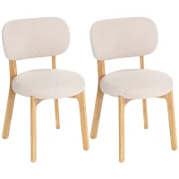 HOMCOM Set di 2 sedie da pranzo imbottite con gambe in legno di hevea, 46,5 x 52 x 80 cm, crema(m-8)
