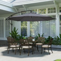 Outsunny 3 m Overhanging Cantilever Parasol, with Cross Base - Grey(m-8)