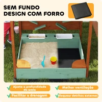 AIYAPLAY Caixa de Areia para Crianças de Madeira com Teto 2 Assentos 2 Caixas Torneira Funil 116x112,5x128 cm Verde(m-7)