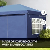 Outsunny 3 x 6m Pop-Up Gazebo, with Curtain Walls and Windows - Blue(m-4)