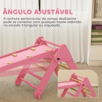 AIYAPLAY Triângulo de Escalada 7 em 1 com Arco e Rampa Escalada para Crianças de Madeira Dobrável para 18-48 Meses 188x70 cm Rosa(m-6)
