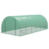 Outsunny Serre tunnel 6x3x2 m avec système d'arrosage intégré 12 fenêtres à mailles et 1 porte enroulable vert