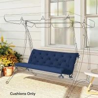 Outsunny 3 Seater Bench Cushion, Garden Chair Cushion with Back and Ties for Indoor and Outdoor Use, 98 x 150 cm, Dark Blue(m-2)