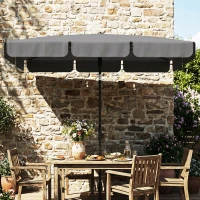 Outsunny Umbrelă de soare dreptunghiulară umbrelă pentru balcon cu înclinare în 3 trepte, mecanism cu manivelă, umbrelă de plajă cu 8 spițe 183x122x222 cm Gri închis(m-4)