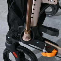 HOMCOM Rollator Walker with Seat, Compact Quick Folding Mobility Walker with 8" Wheels, Carry Bag, Adjustable Height, Cane Holder and Lightweight Aluminium Frame for Seniors and Disabled, Gold Tone(m-10)