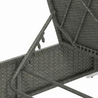 Outsunny Rattan Sun Lounger, Five-Position Reclining Garden Lounger Bed with Cushion, Light Grey(m-9)