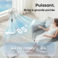 HOMCOM Ventilateur sur pied contrôlé par APP, ventilateur 45 cm avec télécommande, 3 vitesses, 3 modes, hauteur réglable, blanc(m-6)