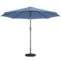 Outsunny Umbrelă de soare Ø295 cm, UV 30+ umbrelă rotundă pentru balcon, umbrelă de plajă, umbrelă de piață pentru plajă balcon grădină, Albastru(m-6)