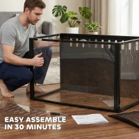 PawHut Cușcă mare pentru hamster 105x51x53 cm cu capac ventilat rabatabil, Cadru din oțel, Panouri transparente Negru(m-5)