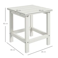 Outsunny Square Coffee Table, HDPE Tabletop and Frame for Porch, Garden, Side Table, 38 x 38 x 46 cm, White(m-3)