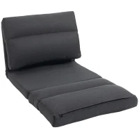 HOMCOM Pouf pieghevole con funzione letto con schienale reclinabile, fino a 120 kg, 70x72x56 cm, Grigio scuro(m-6)