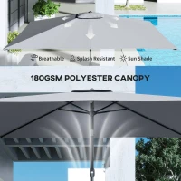 Outsunny Garden Parasol, Parasol Umbrella with Crank Handle, Tilt Function, Polyester Canopy, Light Grey(m-5)