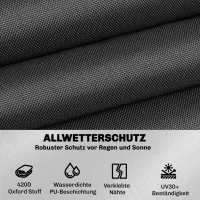 Outsunny Schutzhülle für Gartenmöbel Winterfest Wasserdicht V-förmig Anti-UV Abdeckung 420D Oxford Gewebe 216x216x78 cm Schwarz(m-4)