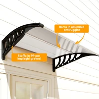 Outsunny Tettoia da Esterno in Policarbonato per Porte e Finestre, 103x96.5x27cm, Trasparente(m-8)