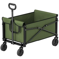 Outsunny 81L Festival Trolley on Wheels, Compact Garden Folding Trolley Cart with Adjustable Handle 80L Green(m-11)