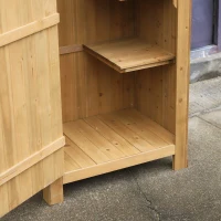 Outsunny Magazie de Scule de Gradina din Lemn Impermeabila cu Usi si Rafturi, 77.5x54.2x179.5 cm(m-12)