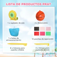 AIYAPLAY Château gonflable pour enfants avec gonfleur toboggan trampoline piscine à balles panier de basket 255x230x196cm(m-4)