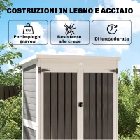 Outsunny Armadio da Giardino con Ripiani Rimovibili e Porta Bloccabile, in Legno e Acciaio, 94x43x166 cm, Bianco e Nero(m-4)