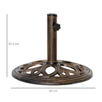 Outsunny 11.5 kg Cast Metal Round Patio Umbrella Base Stand, Umbrella Holder for Outdoor, Patio, Garden, Bronze Tone(m-3)