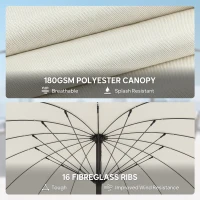 Outsunny 2 m Shanghai Garden Parasol Umbrella with 16 Fibreglass Ribs, Outdoor Parasol Sun Shade with Crank & Tilt, Cream White(m-5)