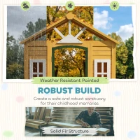 AIYAPLAY Houten kinderspeelhuis voor buiten met deur, 3 ramen en 2 bloembakken voor kinderen van 3-8 jaar, 134,5 x 97 x 150 cm, bruin(m-4)