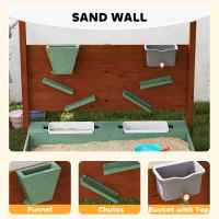 AIYAPLAY Wood Sandpit with Canopy, Storage Bins, Funnel, Liner, Chutes, Bucket with Tap, 116 x 112.5 x 128 cm, Green(m-4)
