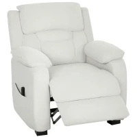 HOMCOM Poltrona Relax Elettrica, Poltrona Reclinabile con Porta USB, Poggiapiedi, Tasche Laterali e Telecomando, 86x90x103 cm, Crema(m-8)