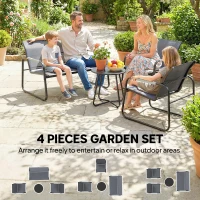 Outsunny Zestaw Mebli Ogrodowych dla 4 Osób Oddychająca Sofa Ogrodowa z 2-osobową Ławką, 2 Krzesłami, Okrągłym Stołem i Regulowanymi Nóżkami(m-4)