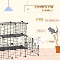 PawHut Recinto per Conigli Modulabile con Accessori Montaggio, in Acciaio, 105x105x70cm - Nero(m-5)