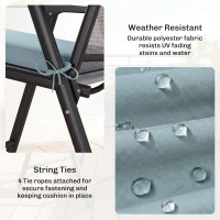 Outsunny Set of 6 Chair Cushion Seat Pads Dining Chair w/ Straps, Indoor Outdoor Removable Tie On Garden Patio, Light Grey(m-5)
