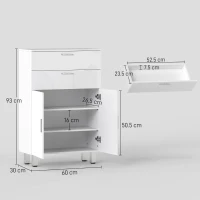 kleankin Mobile Bagno con 2 Cassetti e Armadietto con Ripiano Regolabile, in Legno, 60x30x93 cm, Bianco(m-3)