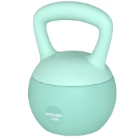 SPORTNOW Pesa Rusa 4 kg Kettlebell Relleno de Arena Metálica y Mango Antideslizante para Entrenamiento en Casa 19x15x25 cm Verde(m-11)