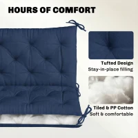 Outsunny 3 Seater Bench Cushion, Garden Chair Cushion with Back and Ties for Indoor and Outdoor Use, 98 x 150 cm, Dark Blue(m-5)