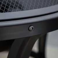 Outsunny Outdoor Fire Pit, Firepit with Mesh Lid, Poker, for Camping, Bonfire, Picnic, Black(m-8)