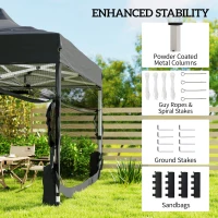 Outsunny 3 x 4.5 m Pop Up Gazebo with Mesh Nettings, UPF50+ Heavy Duty Outdoor Garden Party Tent Marquee, Black(m-7)