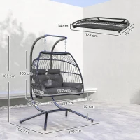 Fotel wiszący z poduszką, składany, polirattan, na zewnątrz(m-3)