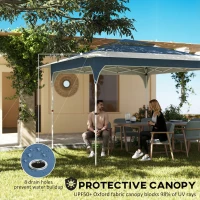 Outsunny 3.5 x 3.5 m Pop Up Gazebo with One-Push Setup, UPF50+ Double Tier Garden Party Tent Marquee with Carry Bag, Blue(m-4)
