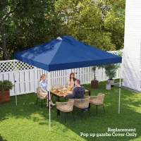 Outsunny Gazebo Roof Replacement UV50+ Waterproof Pop Up Canopy Cover with 8 Drainage Holes 3 x 3 m Blue(m-9)