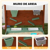 AIYAPLAY Caixa de Areia para Crianças de Madeira com Teto 2 Assentos 2 Caixas Torneira Funil 116x112,5x128 cm Verde(m-4)